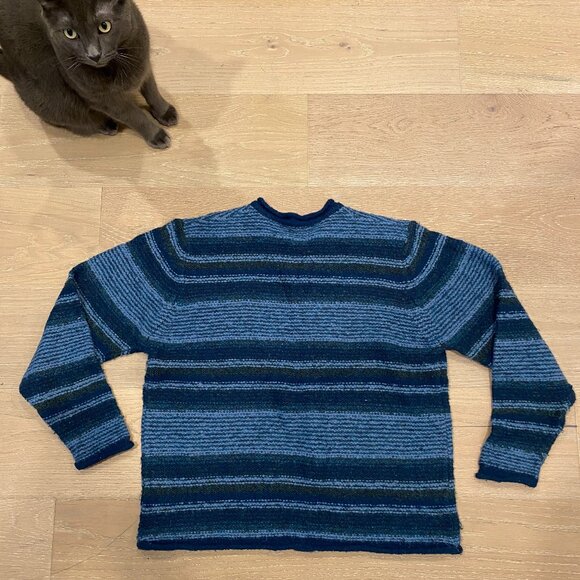 Blue Striped V-Neck Sweater - Picture 2 of 4